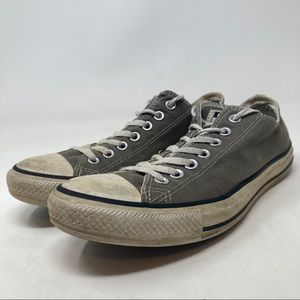 Converse Grey Gray Low top Dirty Worn Sneakers Mens 8.5 Women's Size 10.5